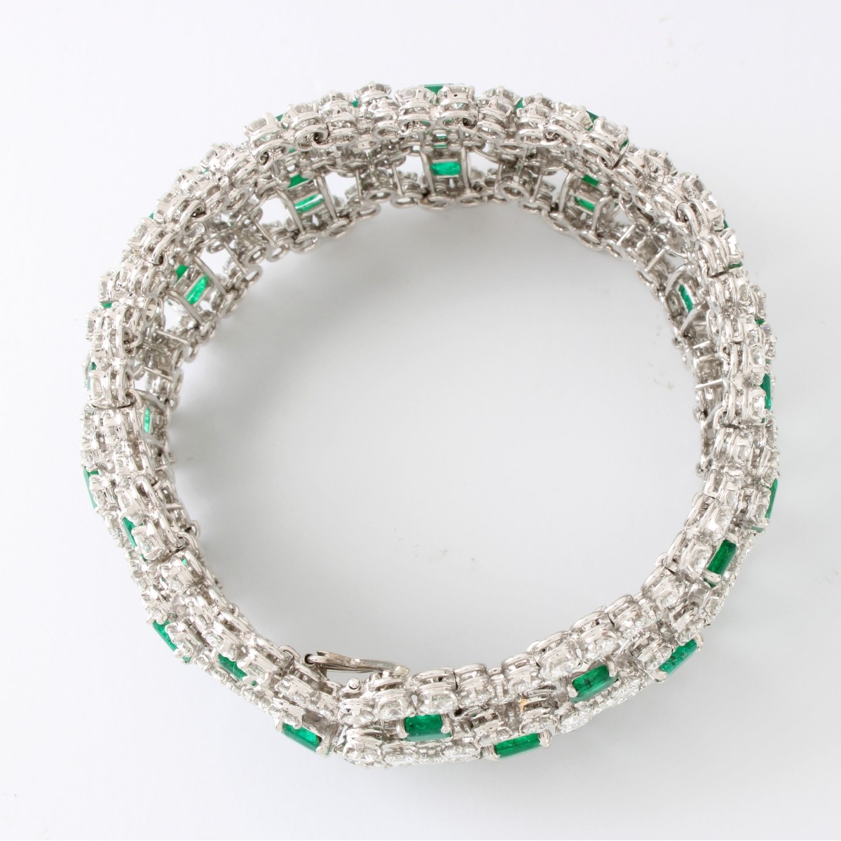 Emerald, Diamond and Platinum Bracelet