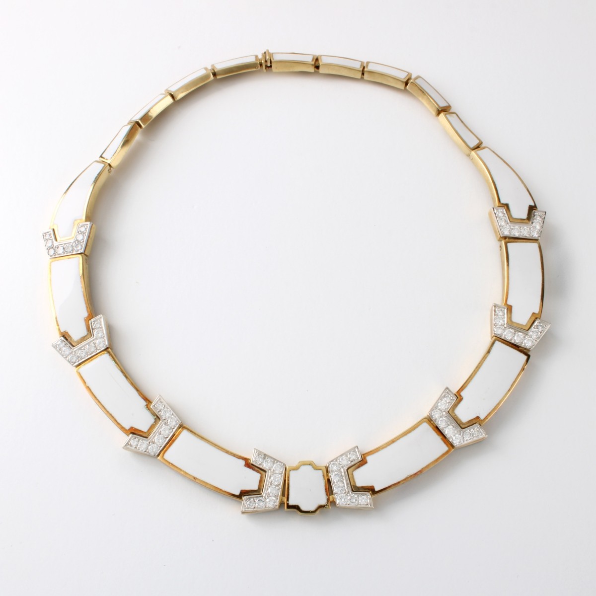 Diamond, Enamel and 18K Jewelry Suite