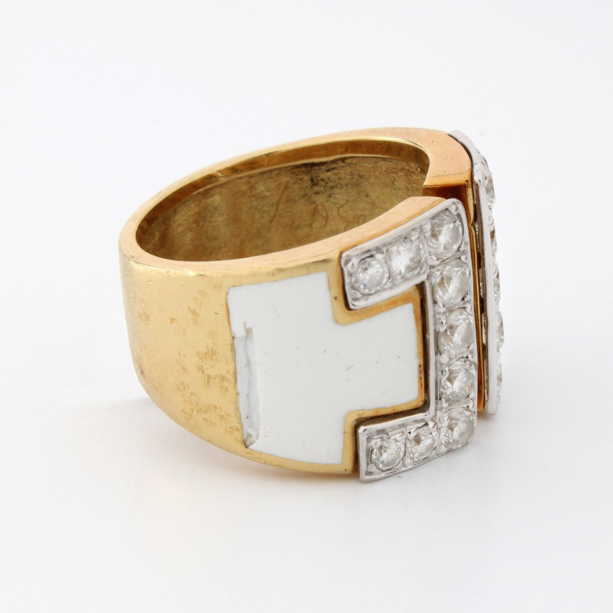 Diamond, Enamel and 18K Jewelry Suite
