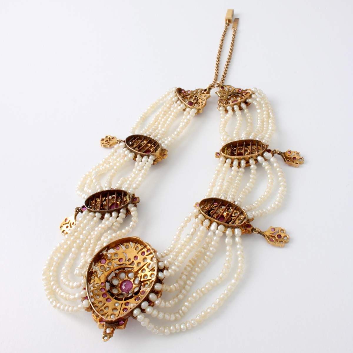 Pearl, Ruby and 14K Necklace