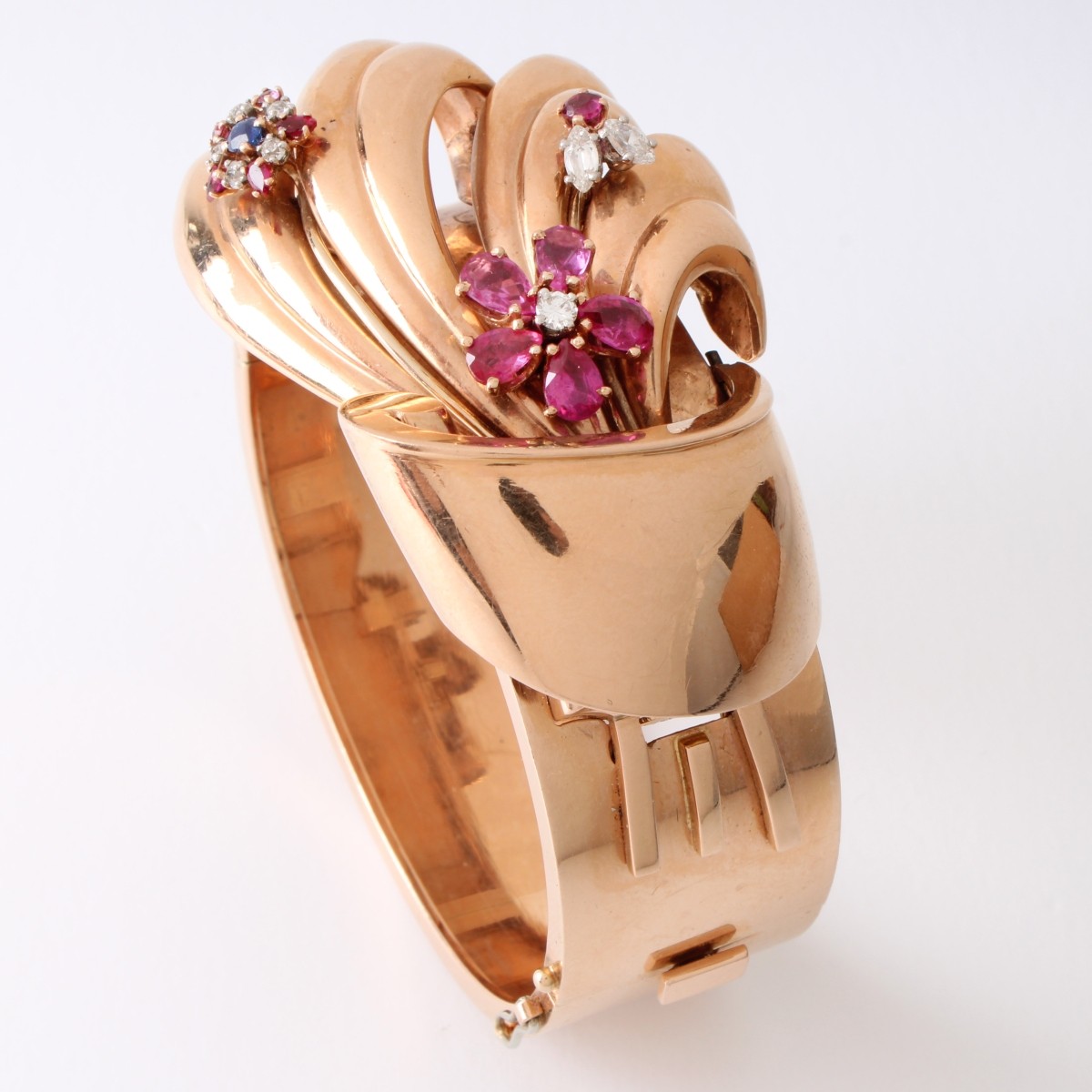 Gemstone and 14K Bracelet Watch