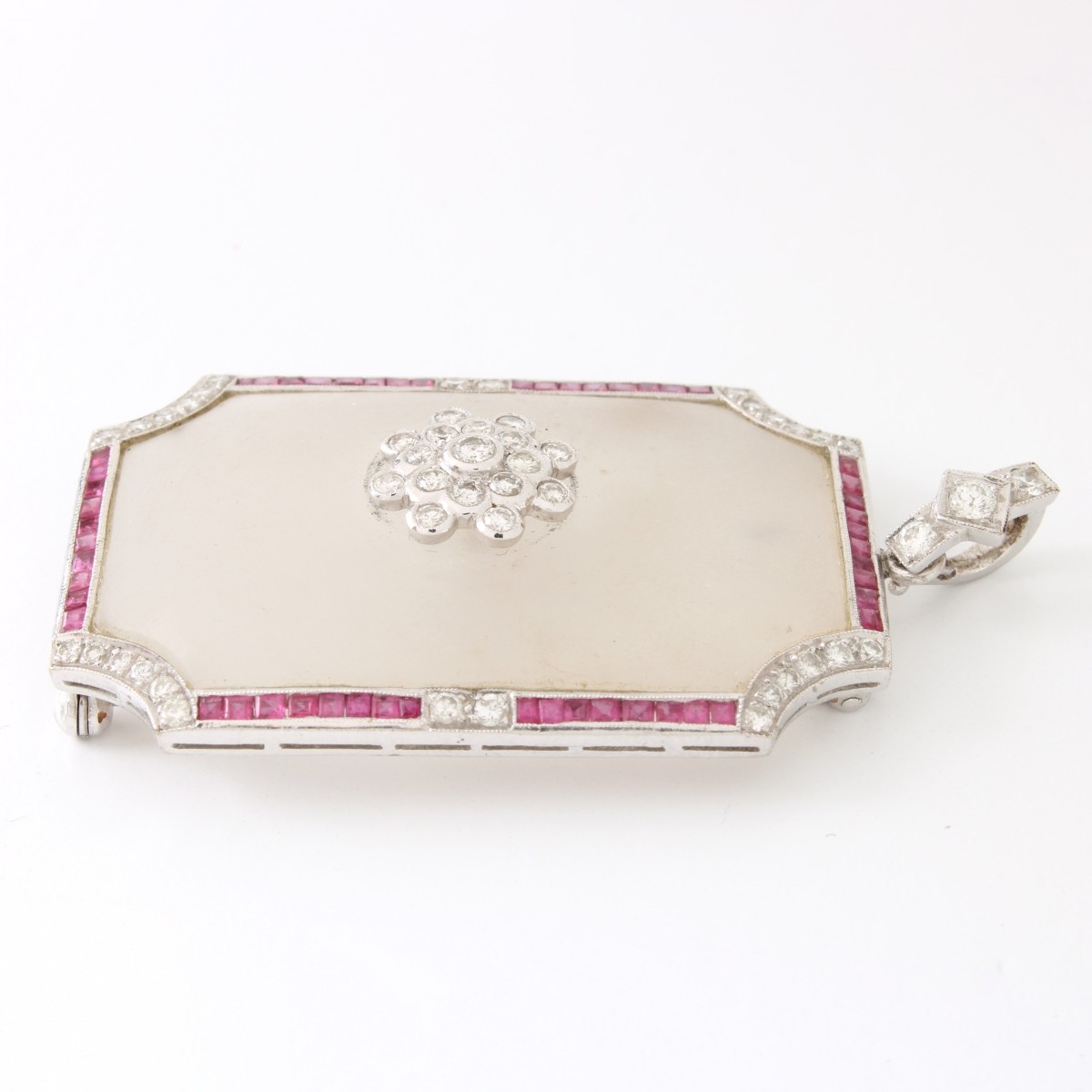 Deco Diamond, Ruby & Crystal Pendant