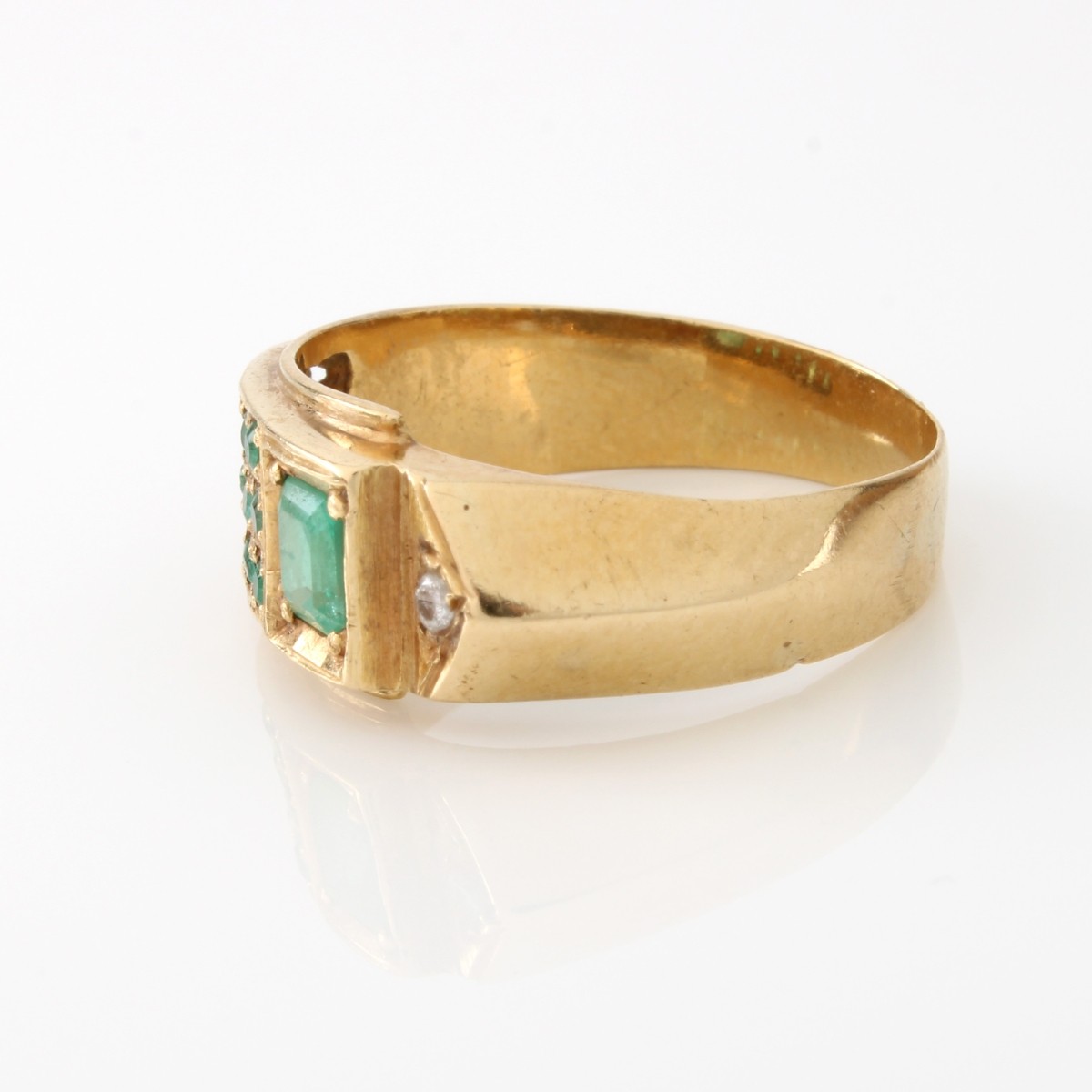 Emerald, Diamond and 14K Ring