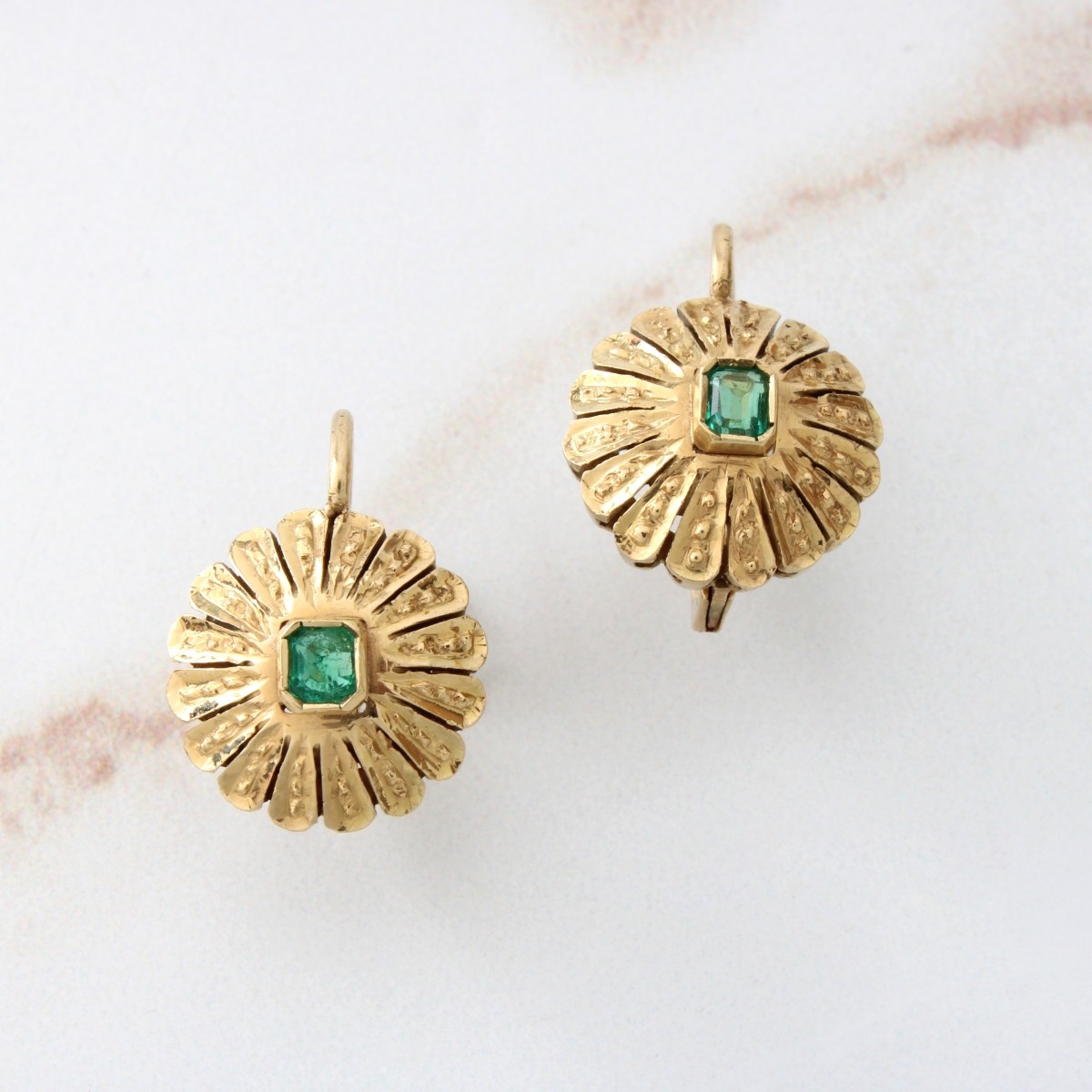 Emerald and 14K Earrings