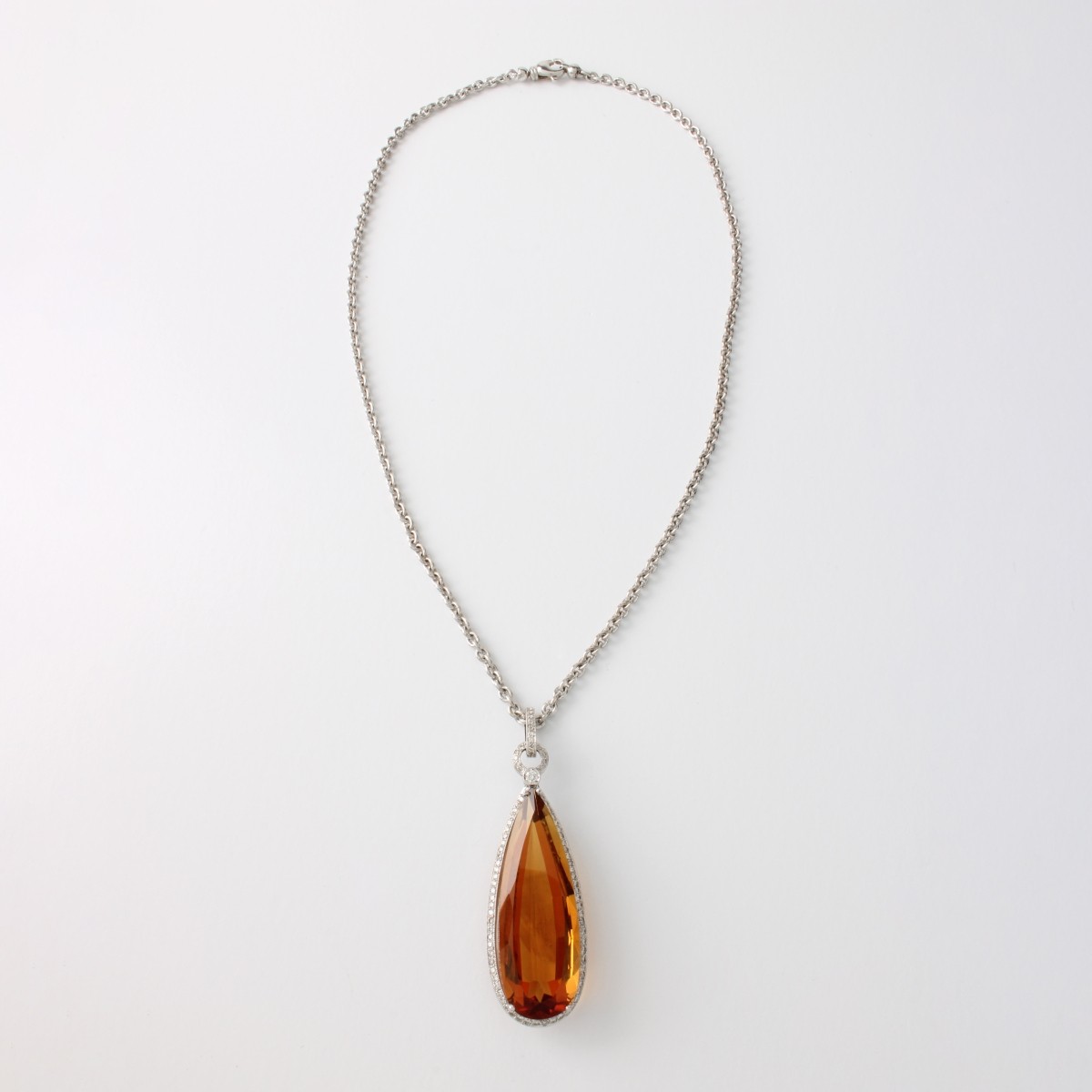 Citrine, Diamond and 18K Necklace