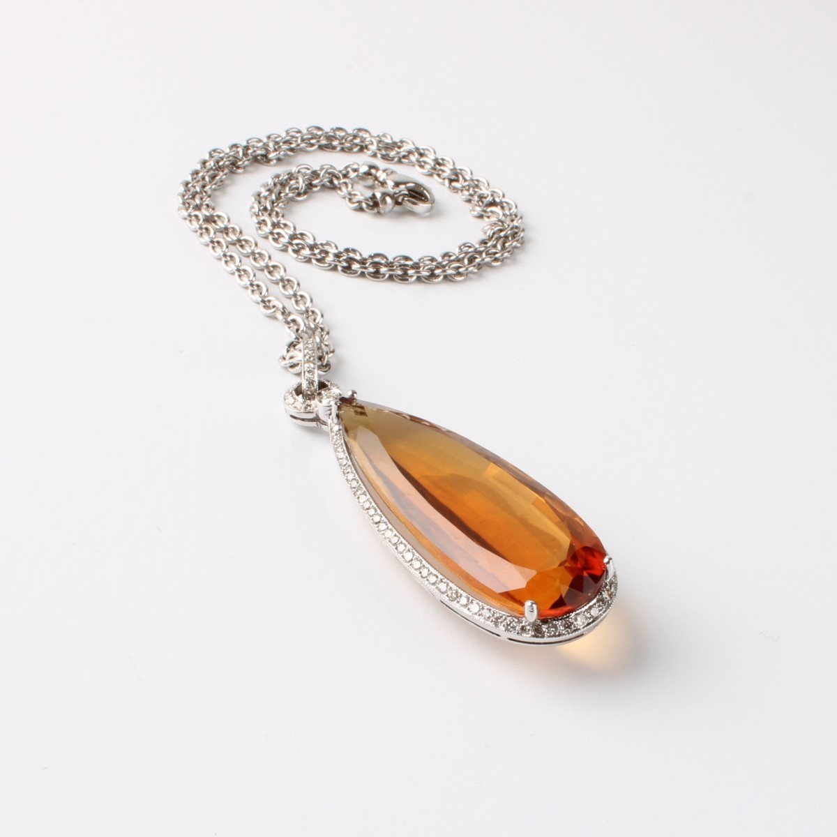 Citrine, Diamond and 18K Necklace
