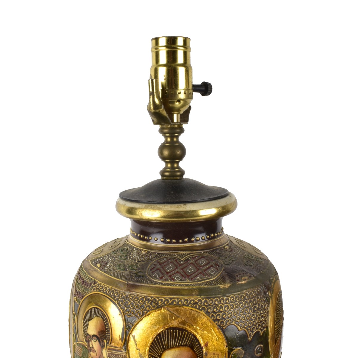 Pair of Antique Japanese Satsuma Lamps