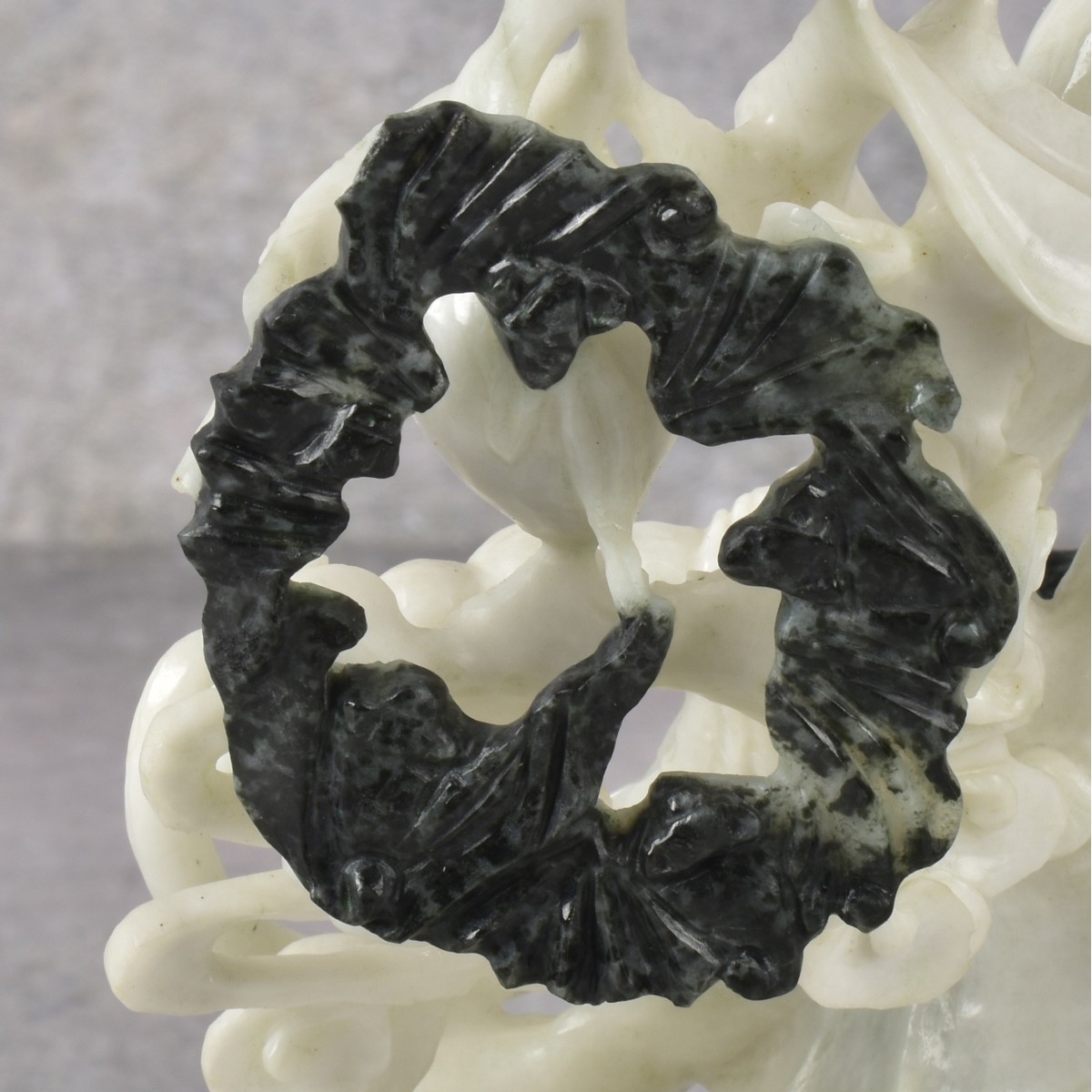 Chinese Carved Jade Guanyin on Wooden Base.