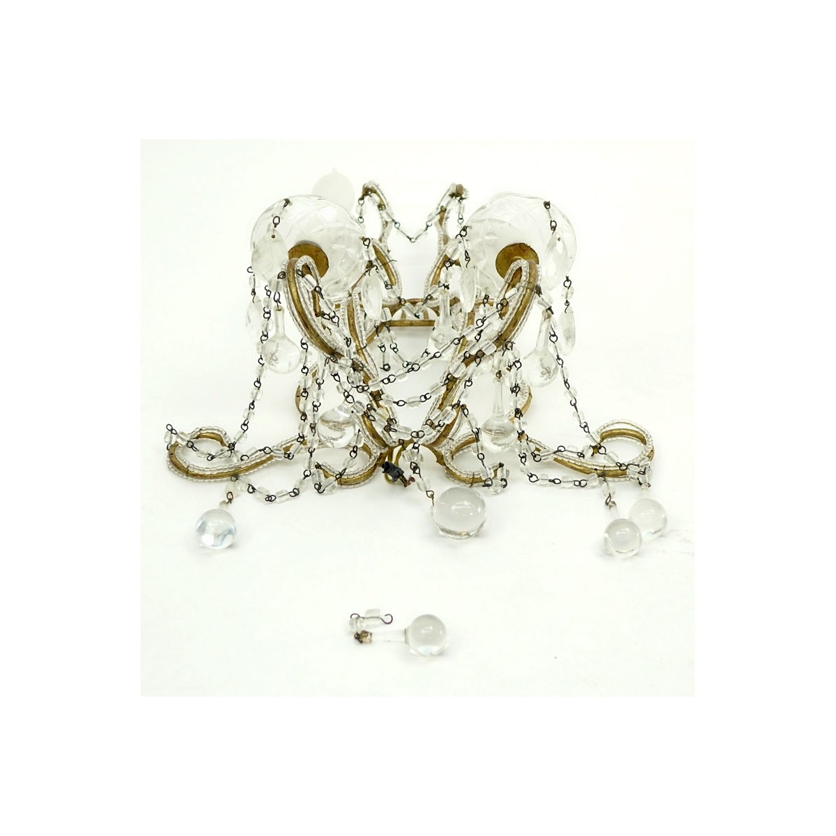 Vintage Crystal Beaded Metal Sconce