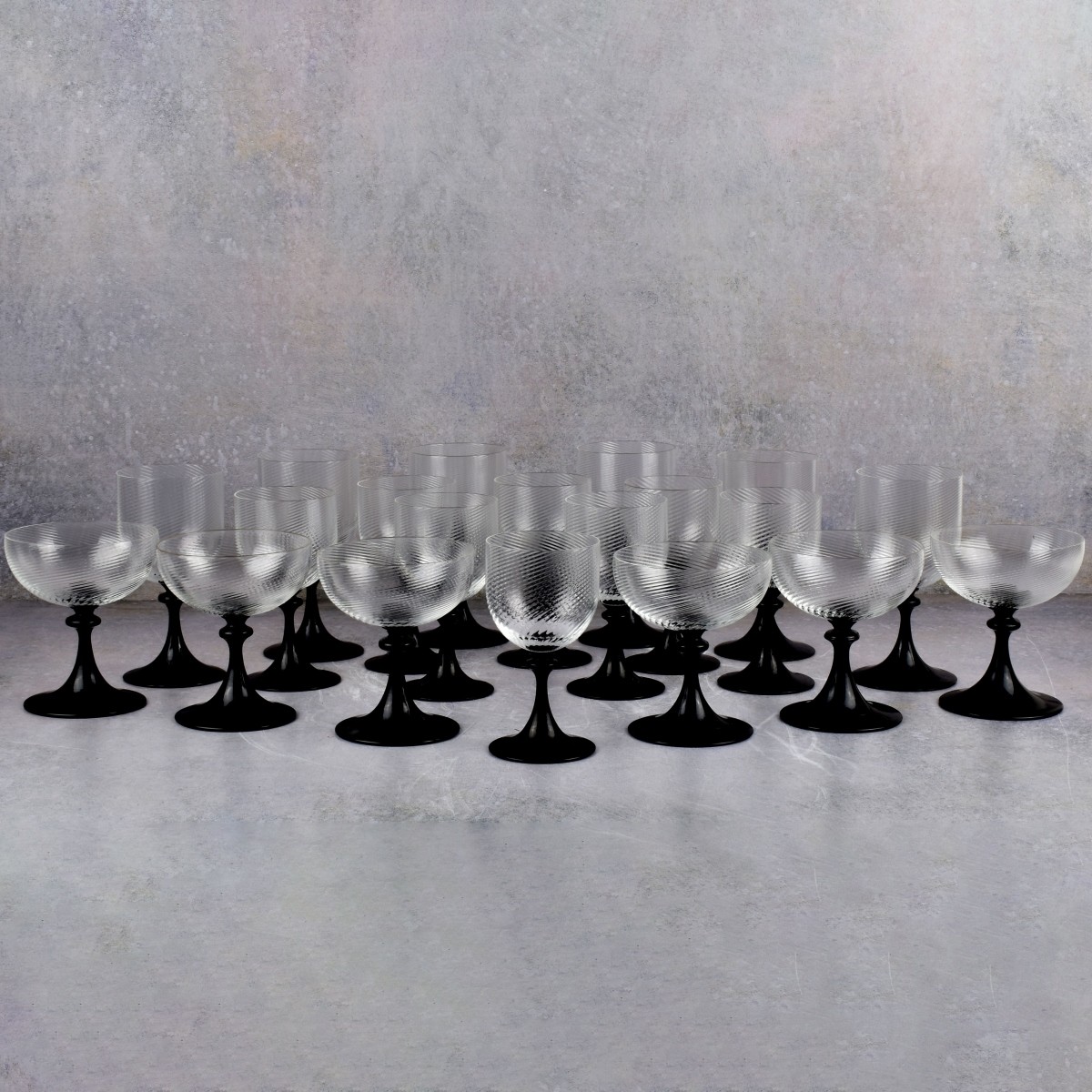 Vintage Hand Blown Optic Swirl Glasses