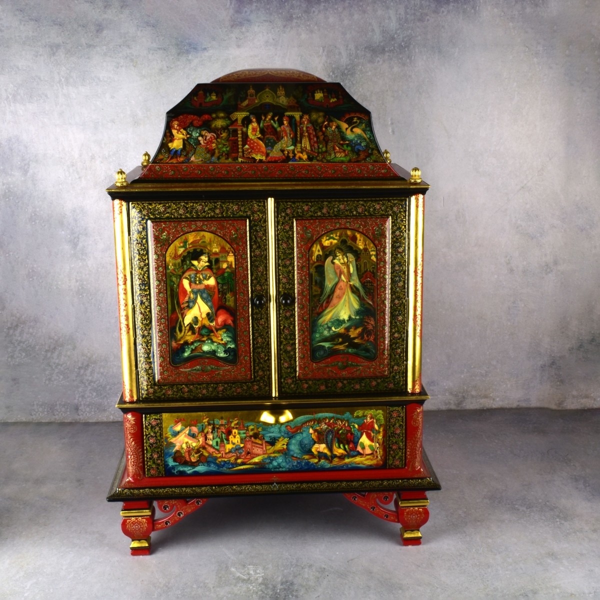 Important Russian Lacquered Cabinet