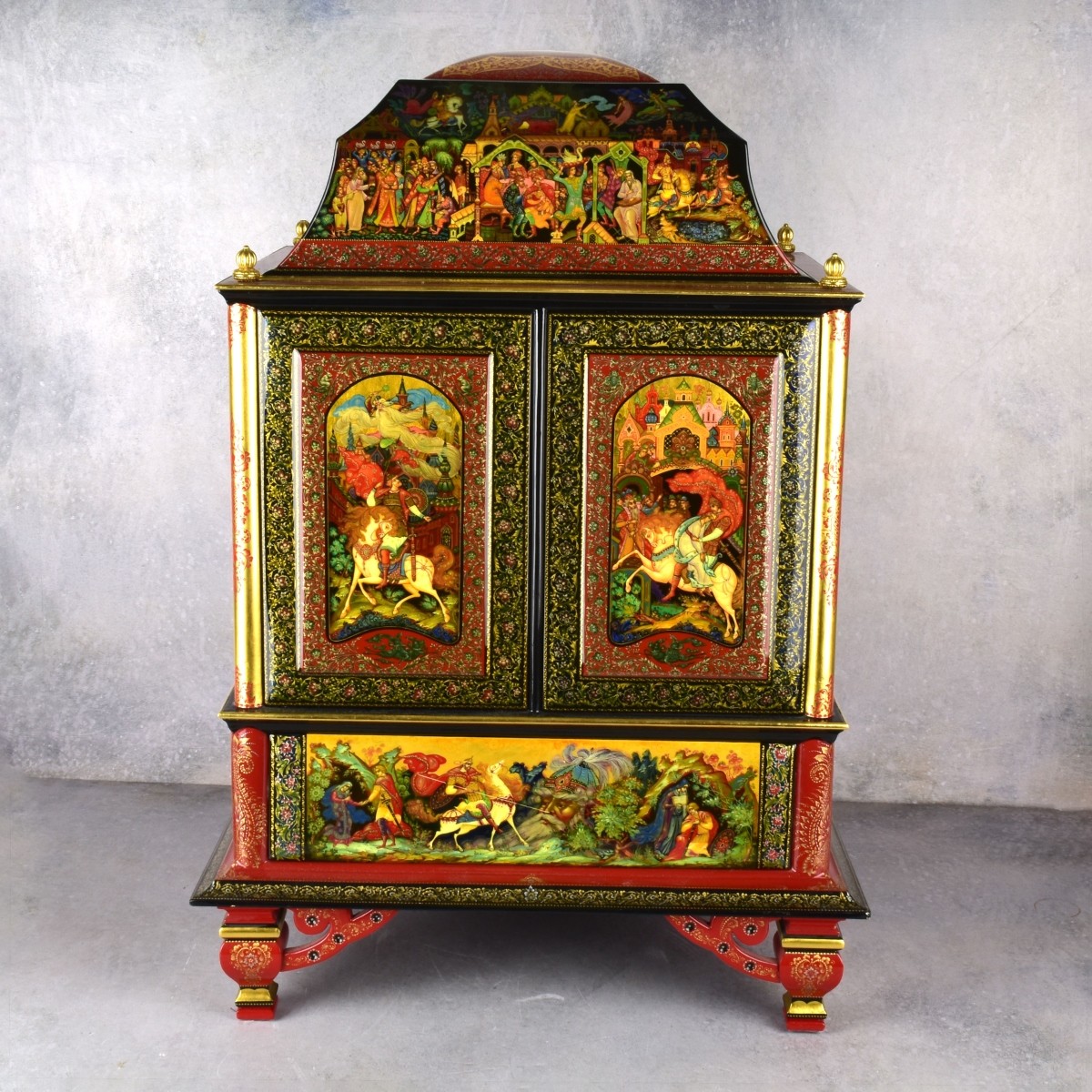 Important Russian Lacquered Cabinet