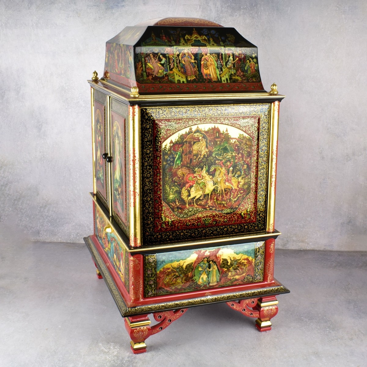 Important Russian Lacquered Cabinet