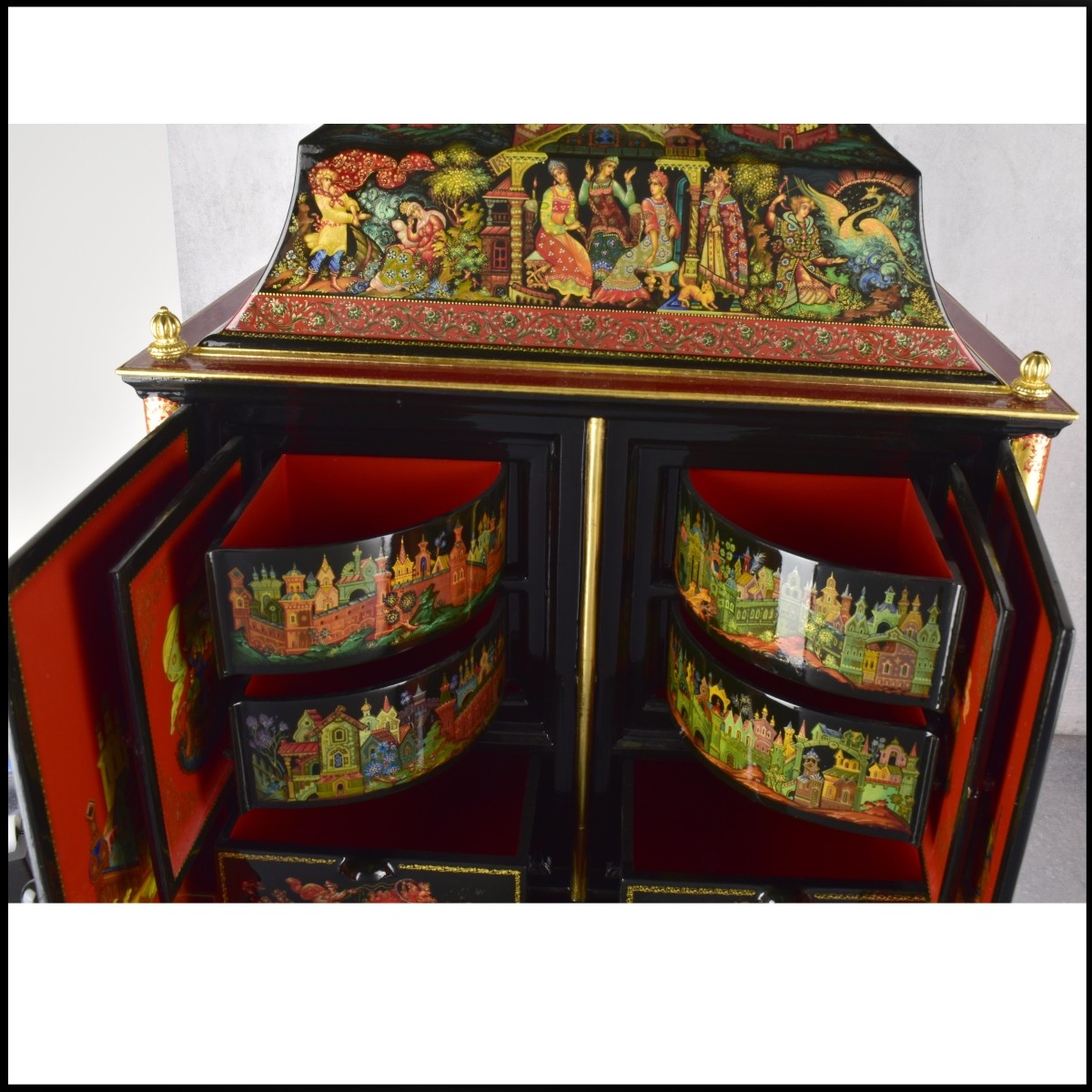 Important Russian Lacquered Cabinet
