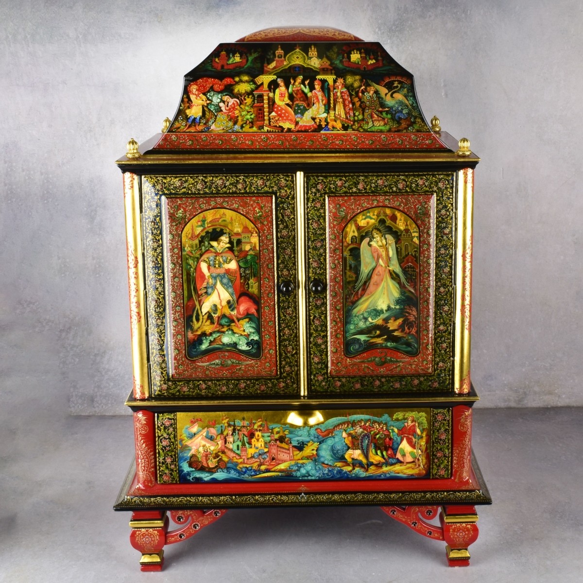 Important Russian Lacquered Cabinet