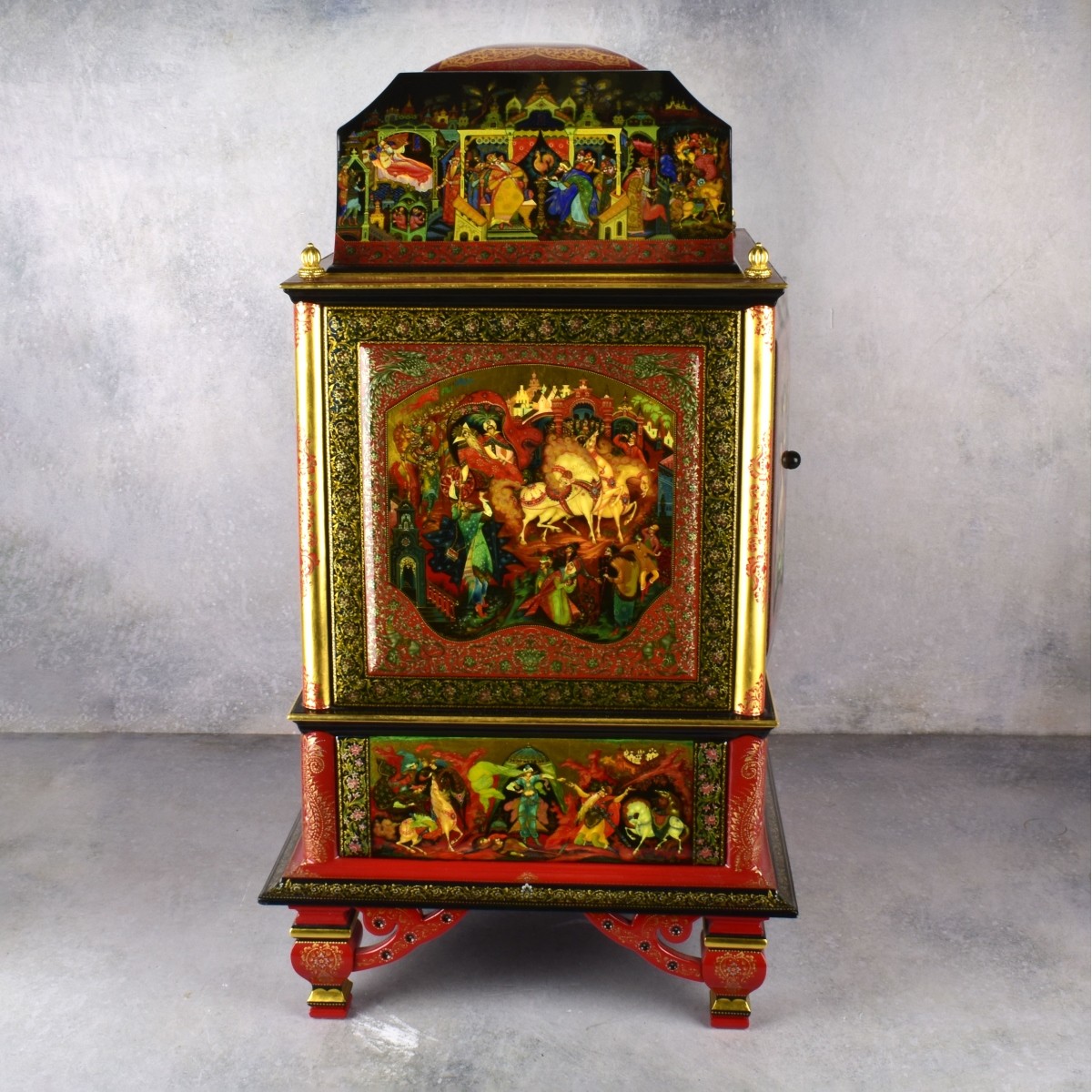 Important Russian Lacquered Cabinet