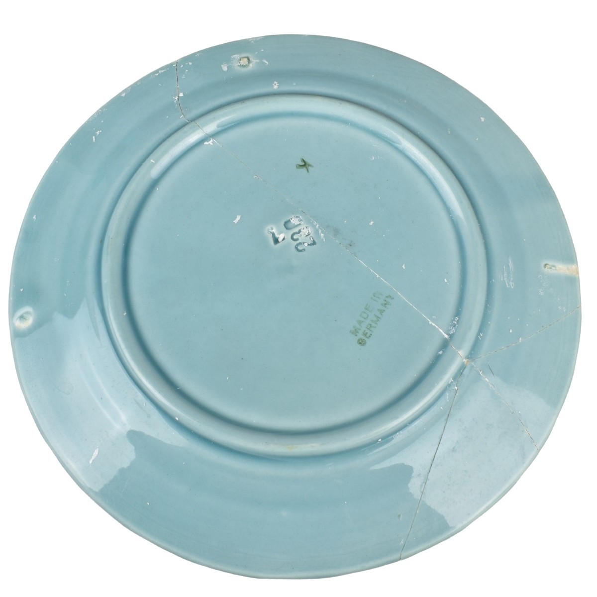 German Majolica Turquoise Bird Plates