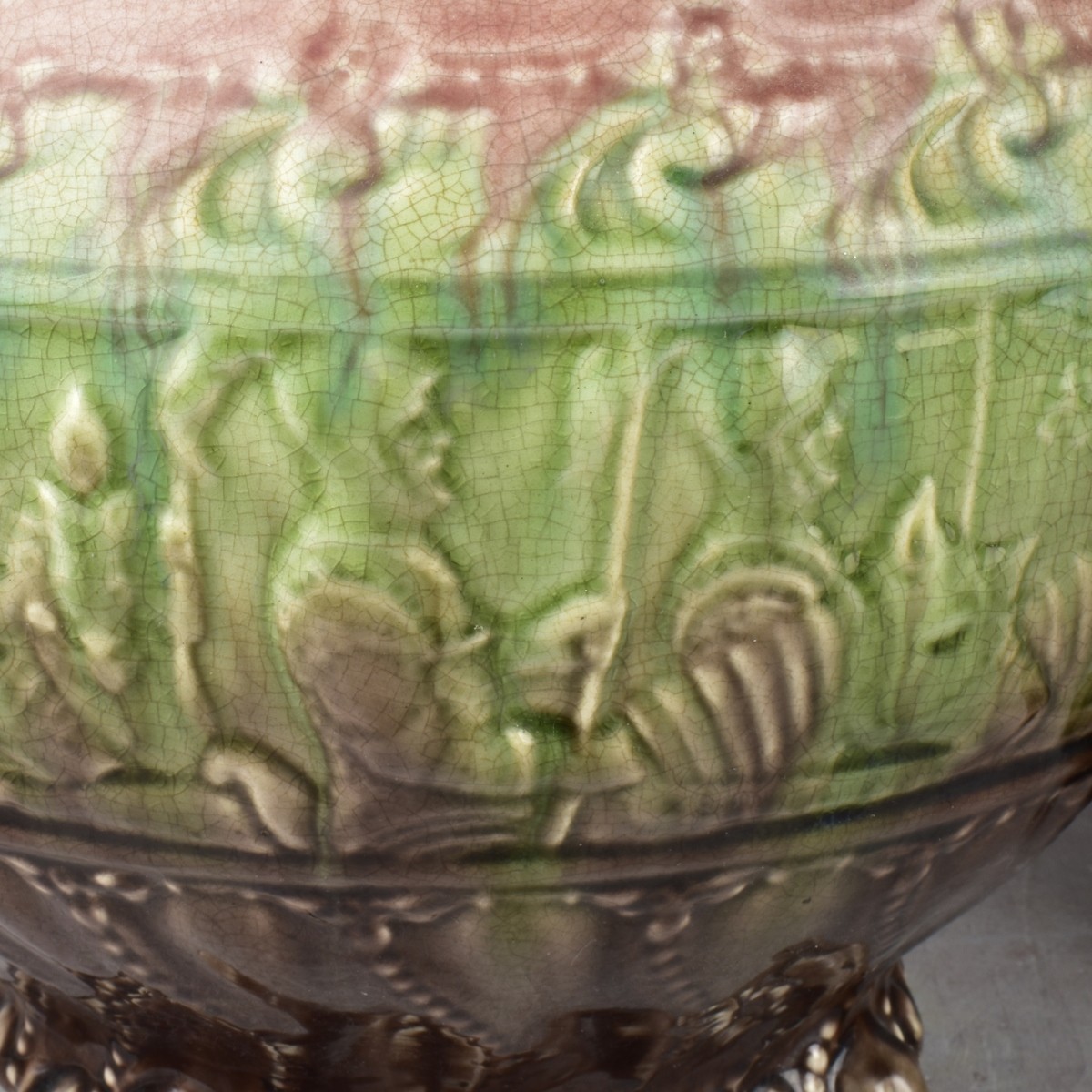 Majolica Pedestal and Jardinieres