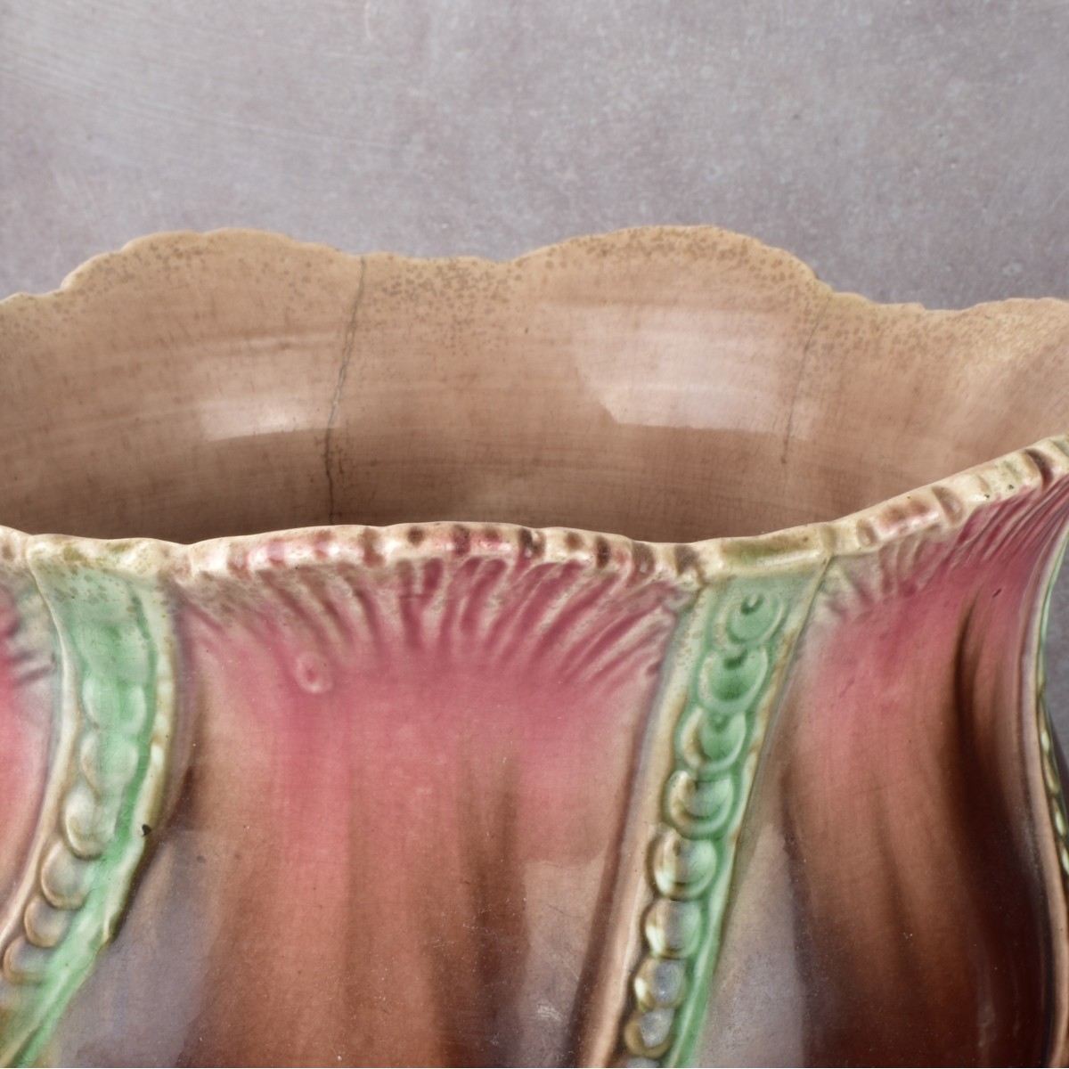 Majolica Pedestal and Jardinieres