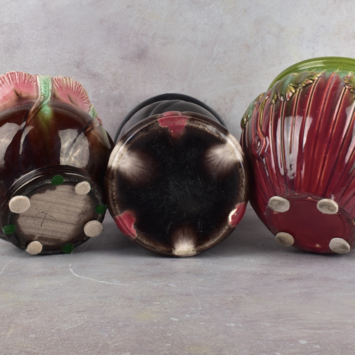 Majolica Pedestal and Jardinieres