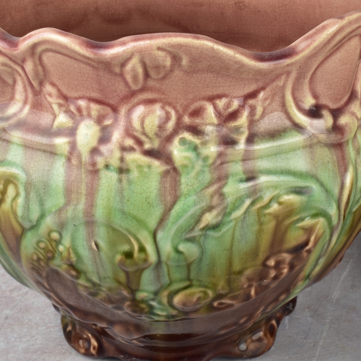 Majolica Pedestal and Jardinieres