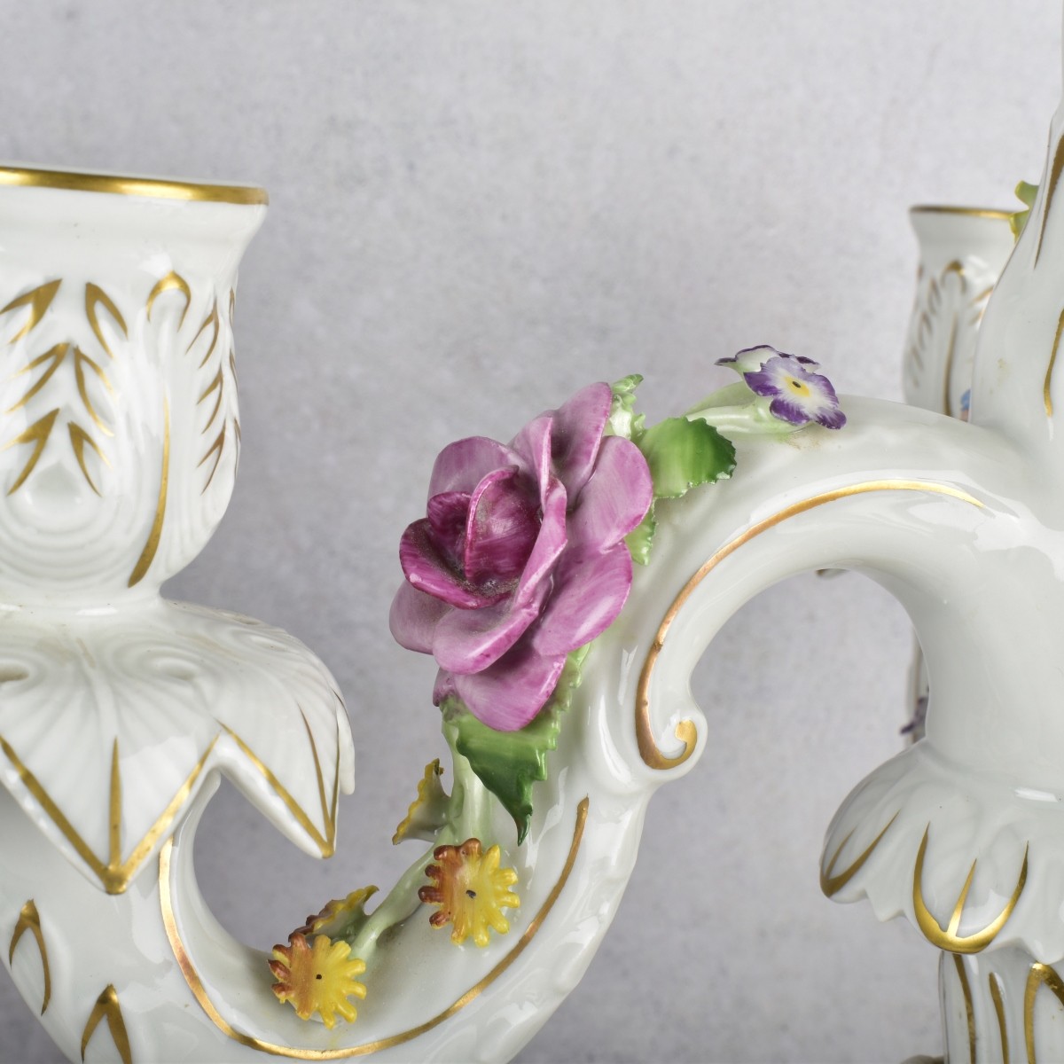 Pair of Dresden German Porcelain Candelabra