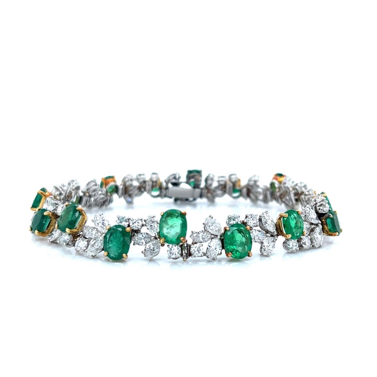 Emerald, Diamond, Platinum & 18K Bracelet