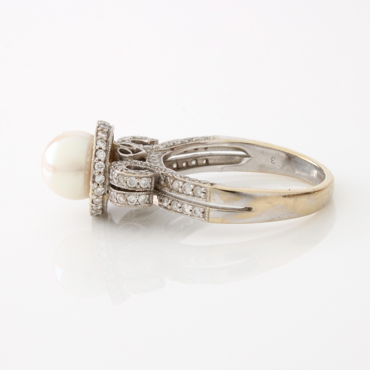 Pearl, Diamond and 18K Ring