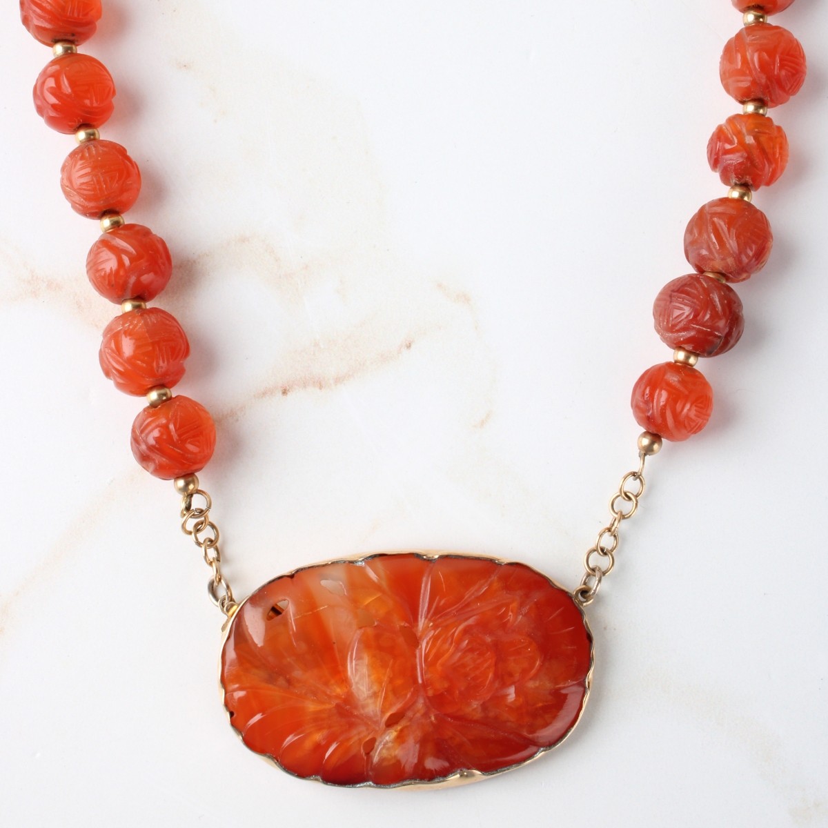 Carnelian and 14K Necklace