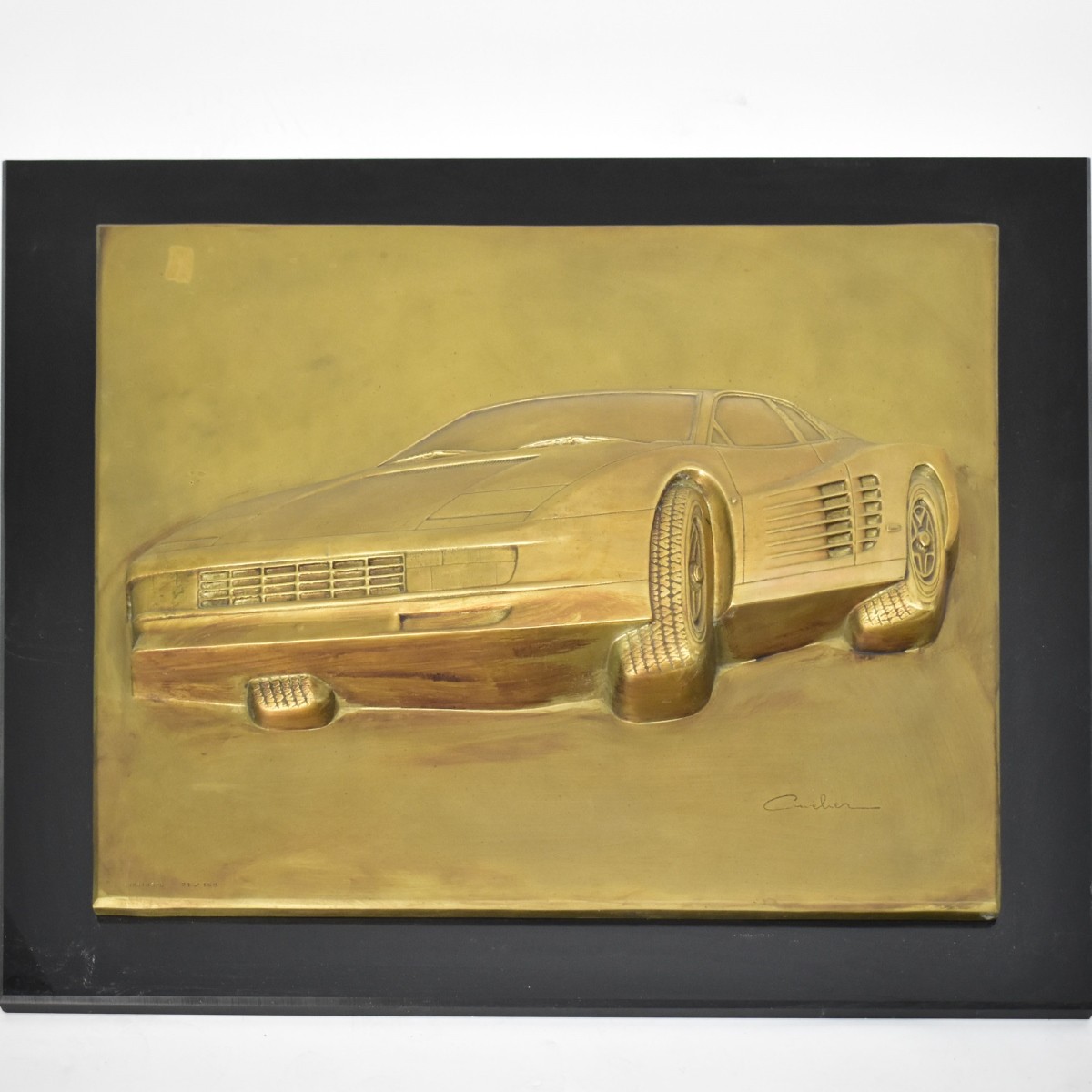 Ferrari Testarossa Gold Patinated Bronze Plaque