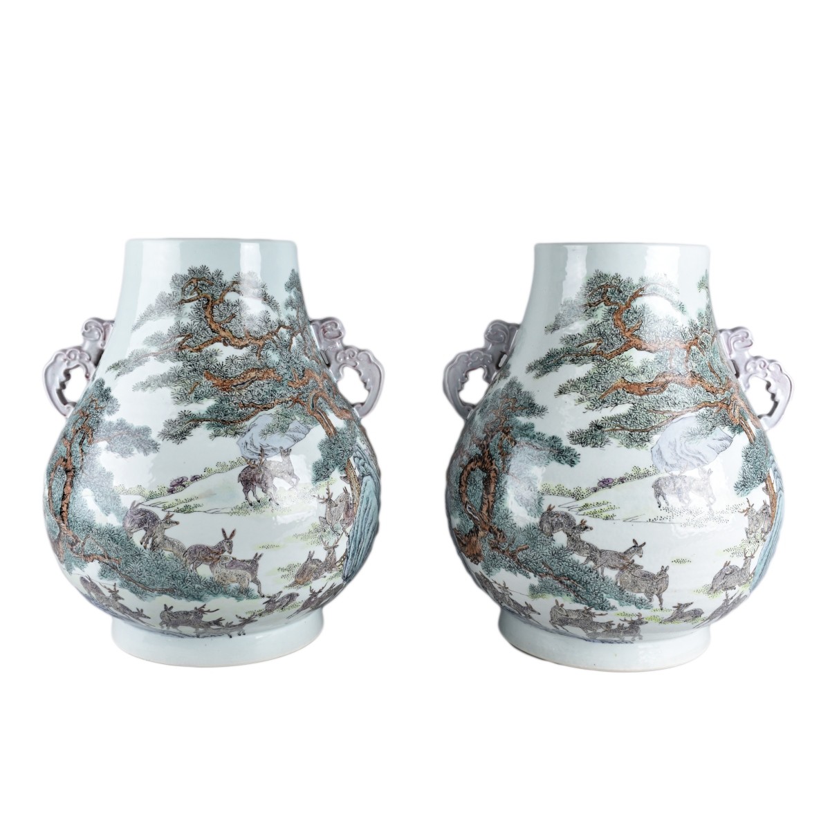 Pair of Chinese Famille Rose Vases
