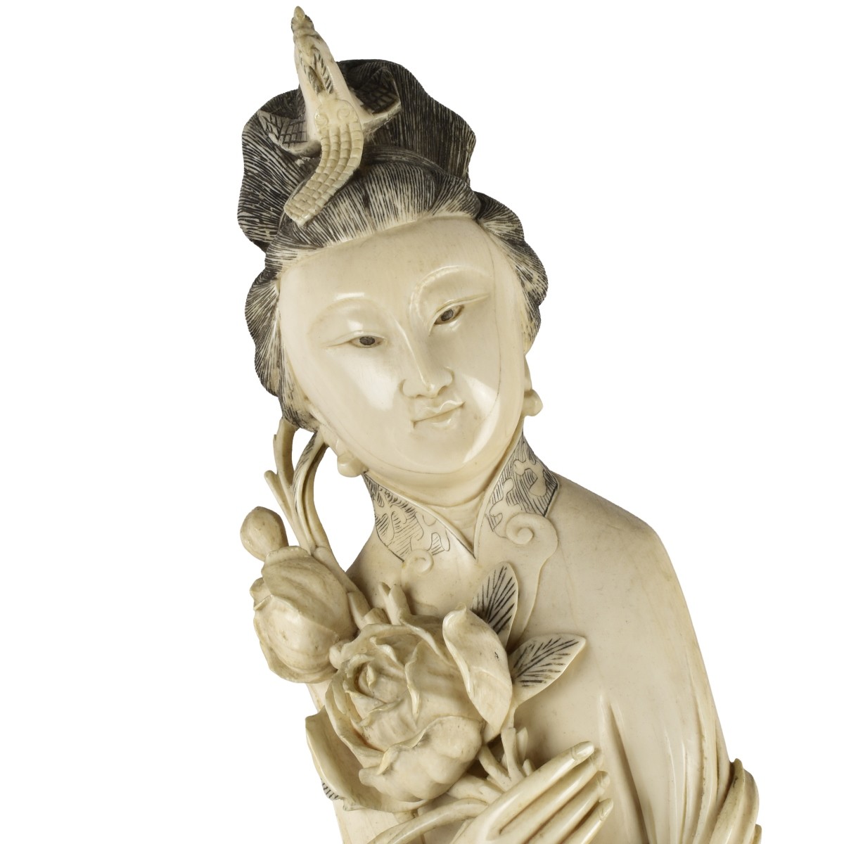 Pair of Large Chinese Tusk Figurines