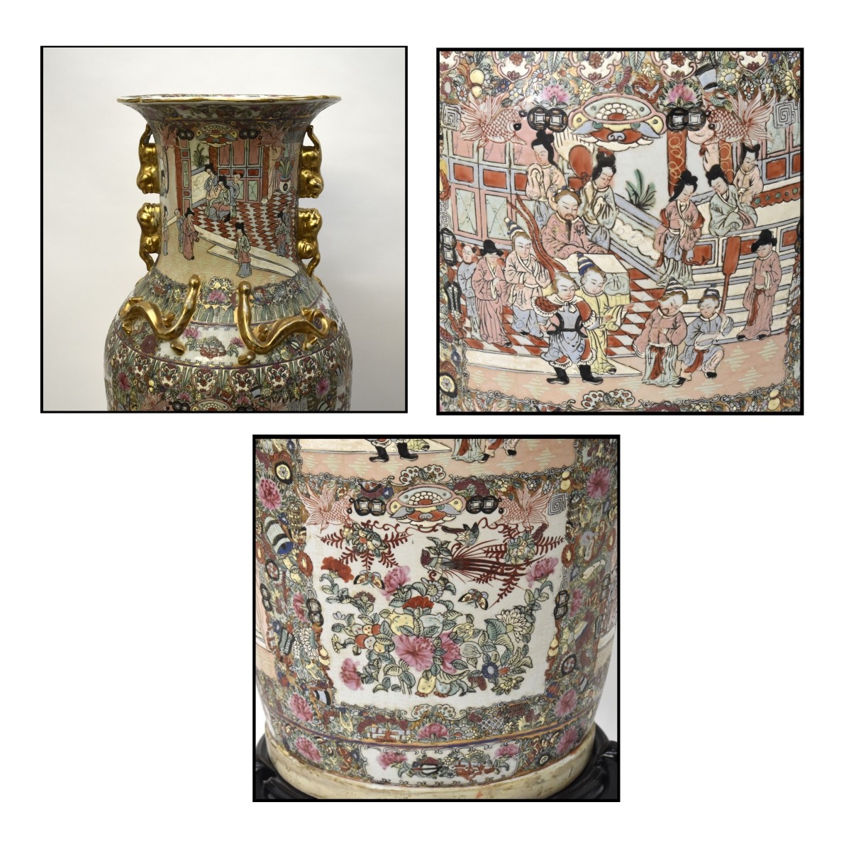 Vintage Chinese Rose Medallion Porcelain Urn