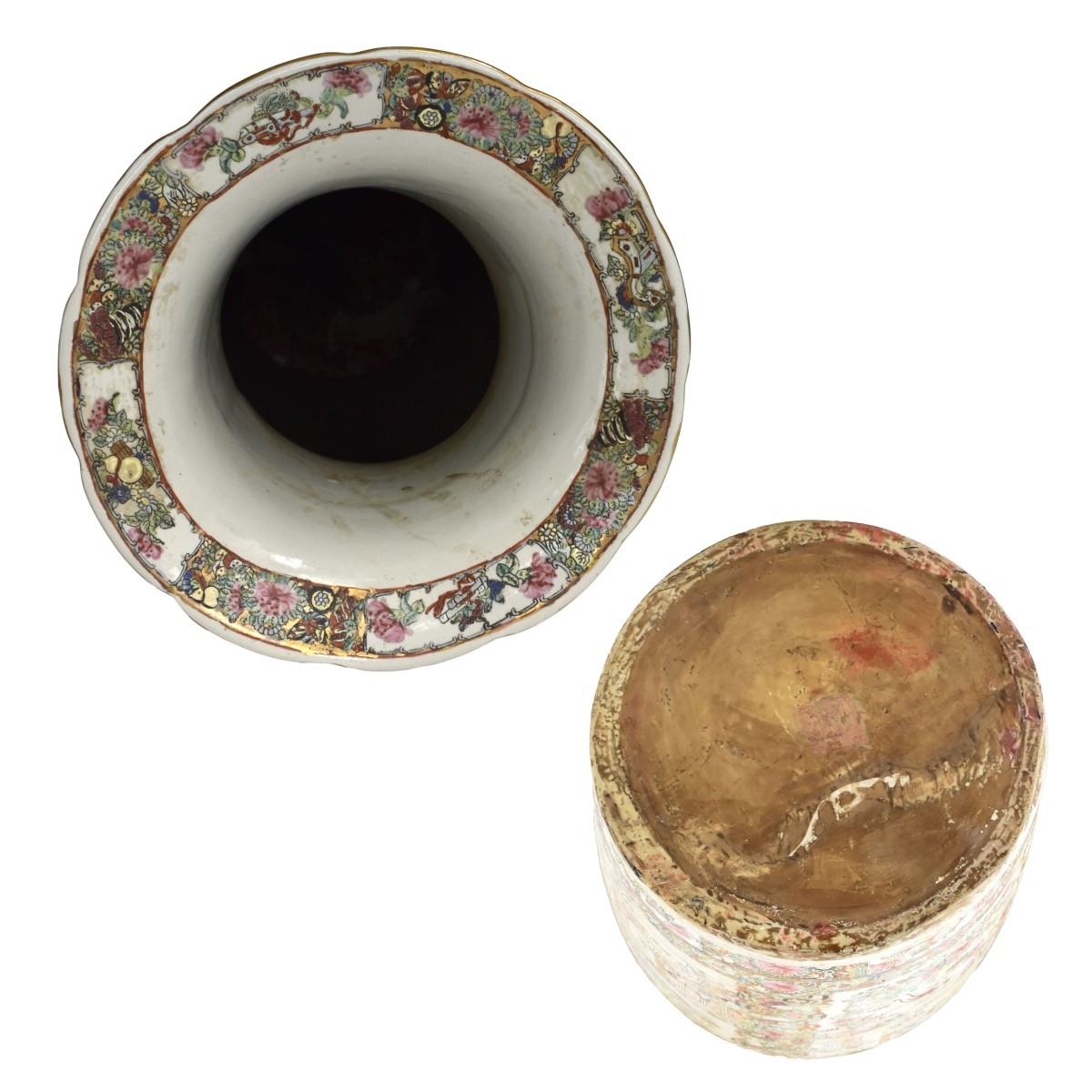 Vintage Chinese Rose Medallion Porcelain Urn