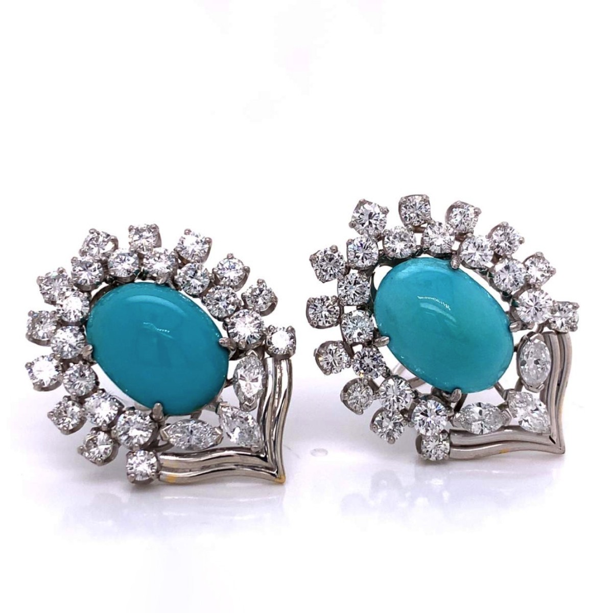 Turquoise, Diamond & Platinum Earrings