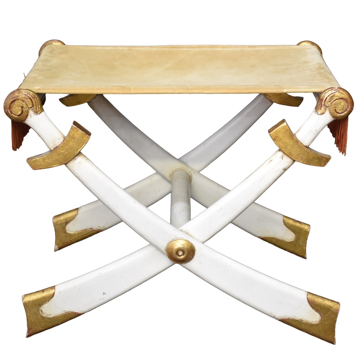 Carved Giltwood Folding Bench