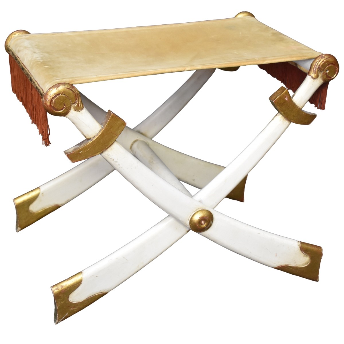 Carved Giltwood Folding Bench