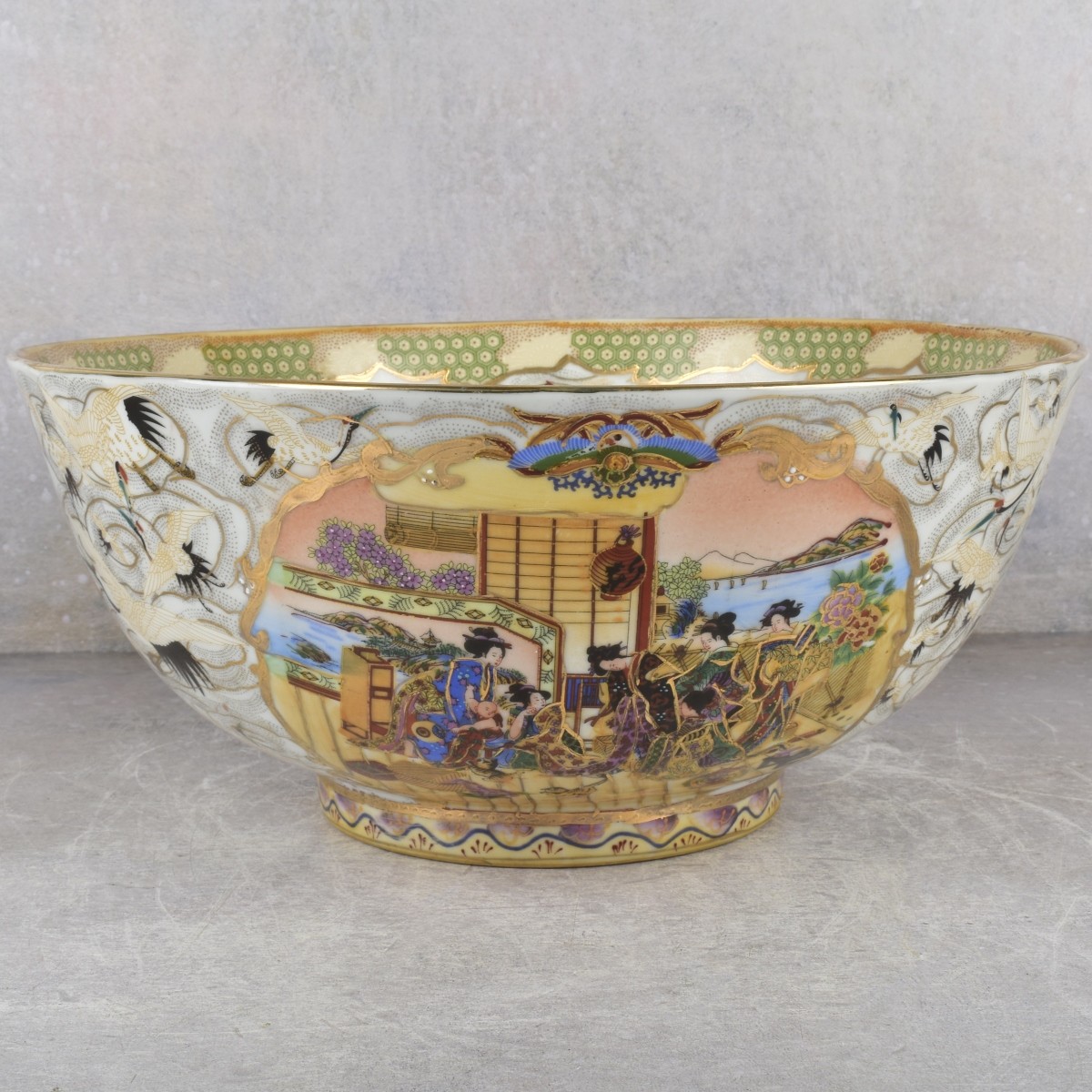 Modern Large Chinese Hand Painted Bowl