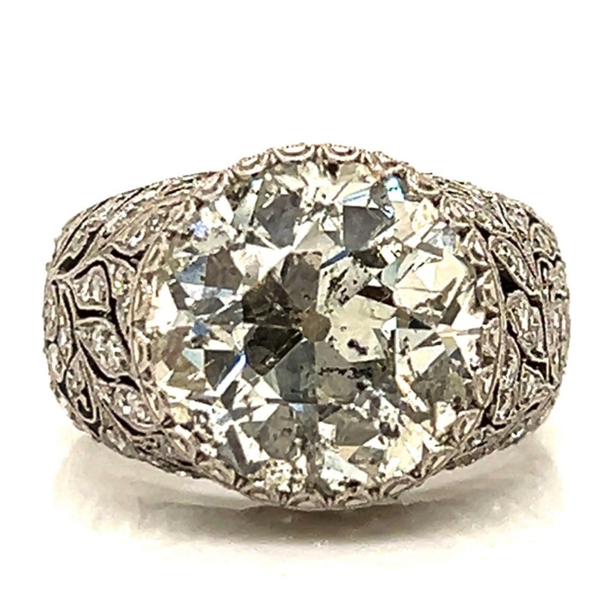 Deco Diamond and Platinum Ring