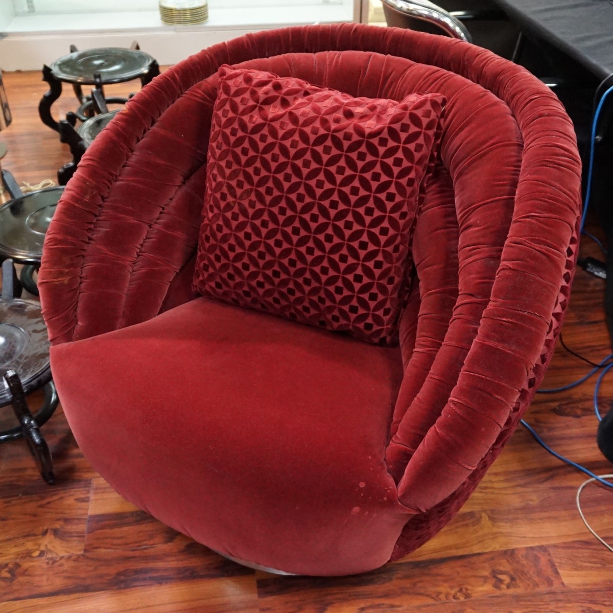 After: Pace Mid Century Velvet Lounge Chair