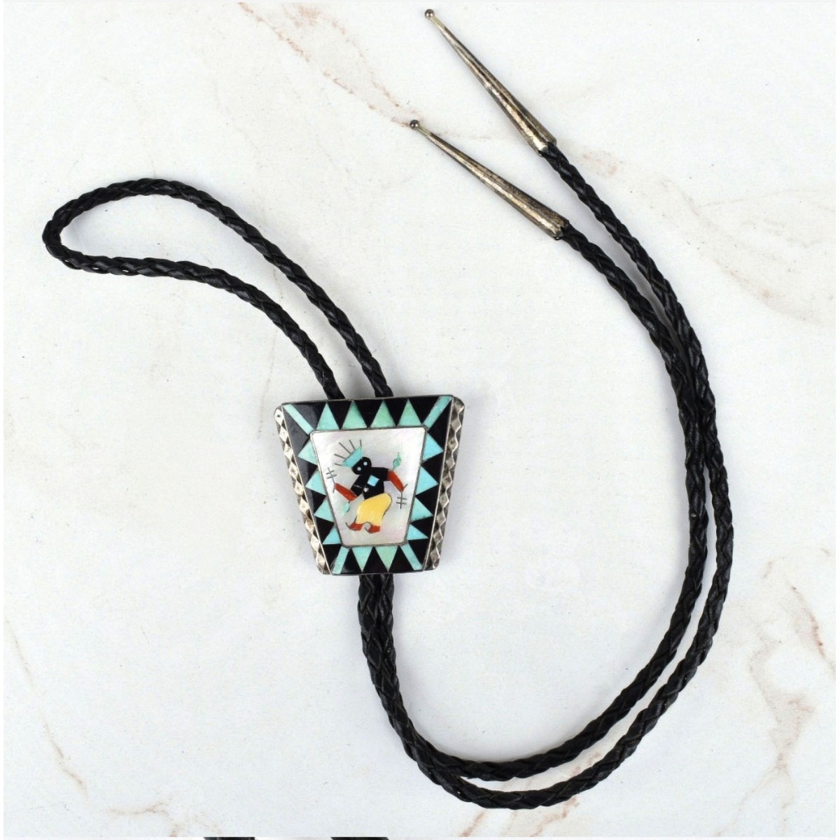 Native American Hardstone & Silver Bolo Tie