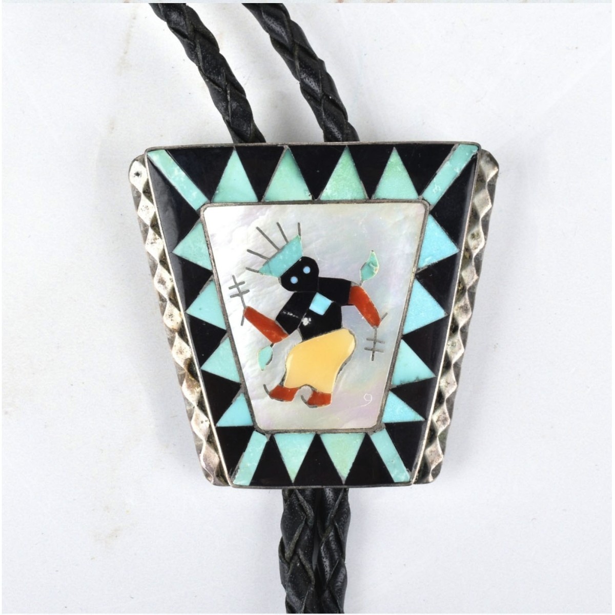 Native American Hardstone & Silver Bolo Tie