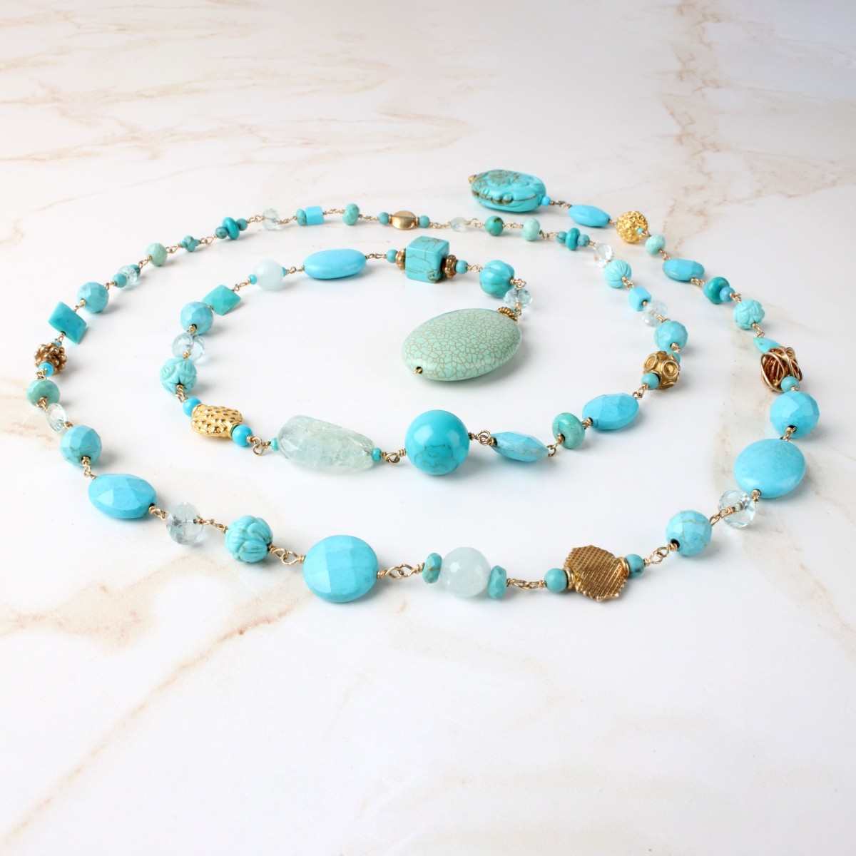 Turquoise, Gemstone and Quartz Necklace