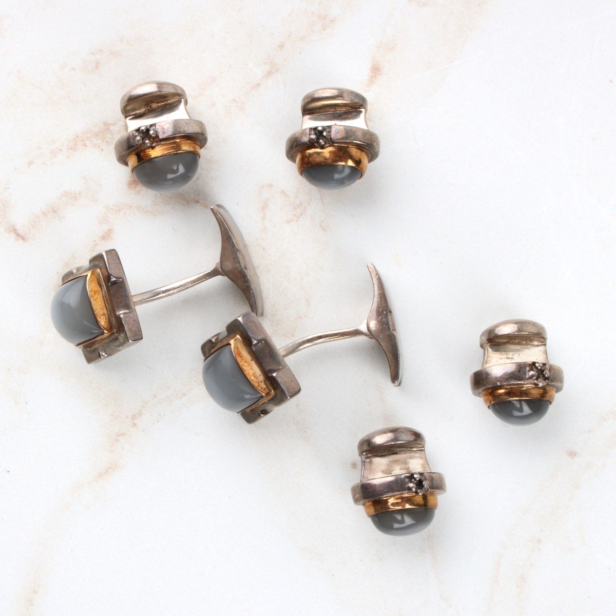 Moonstone and Sterling Dress Shirt Set