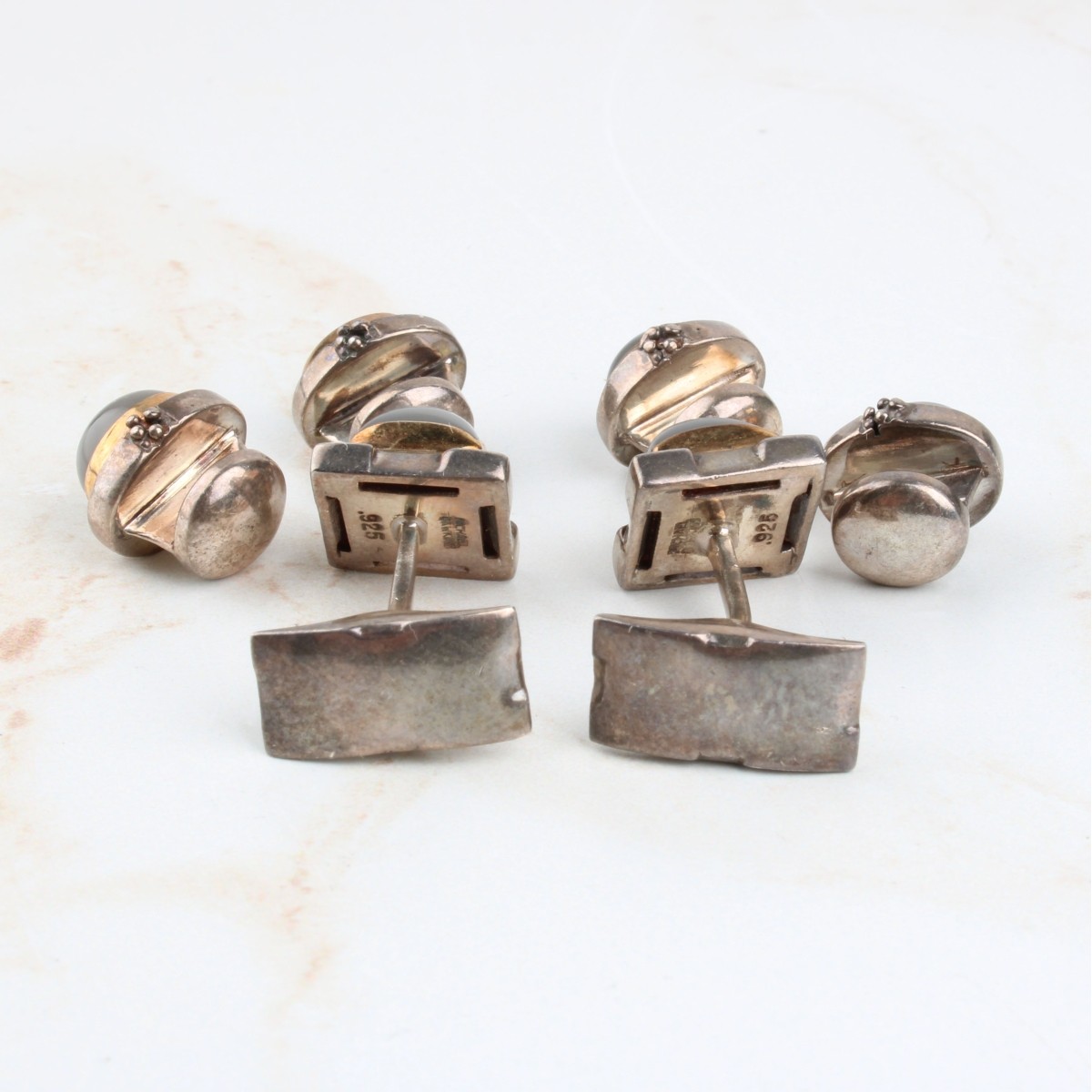 Moonstone and Sterling Dress Shirt Set