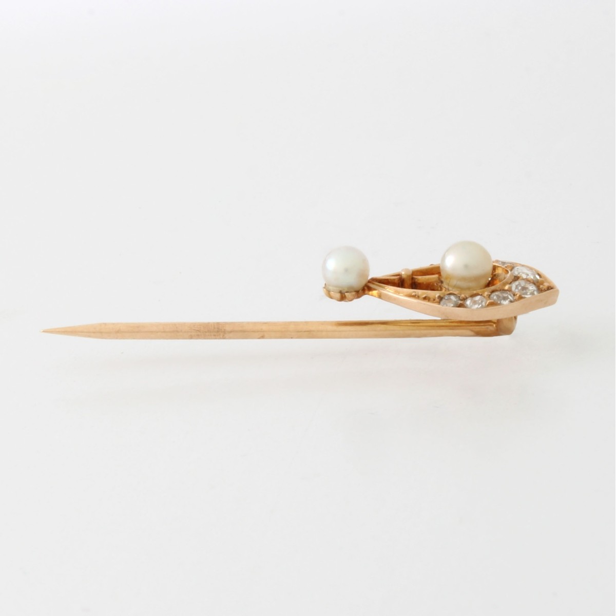 Diamond, Pearl and 14K Stickpin