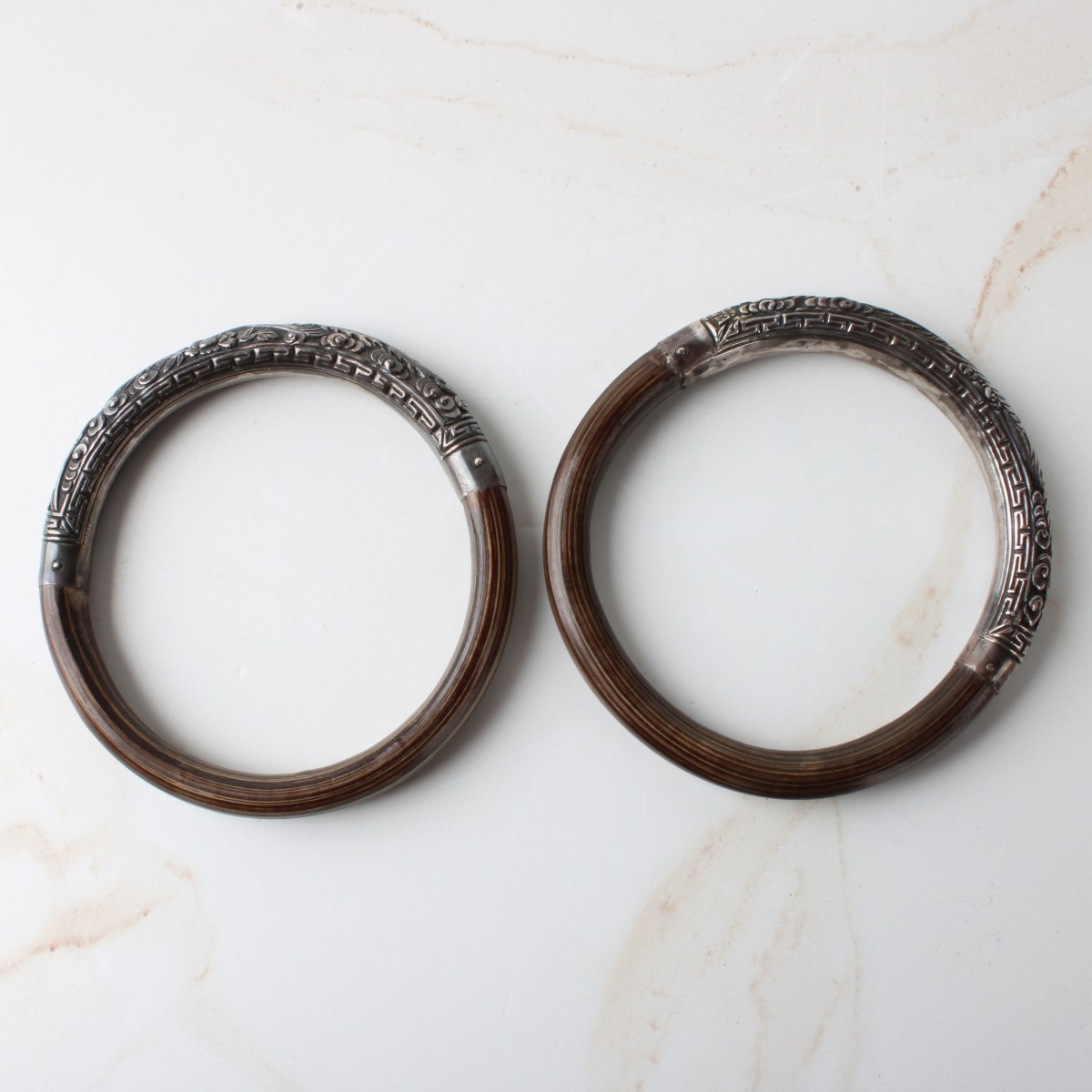 Chinese Silver and Bamboo Bracelets