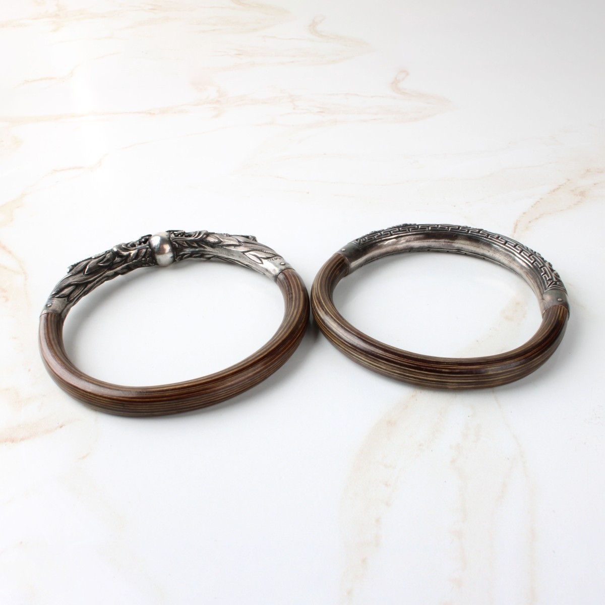 Chinese Silver and Bamboo Bracelets