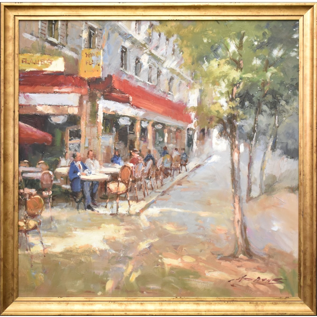 Oil on Canvas of a Parisian Cafe