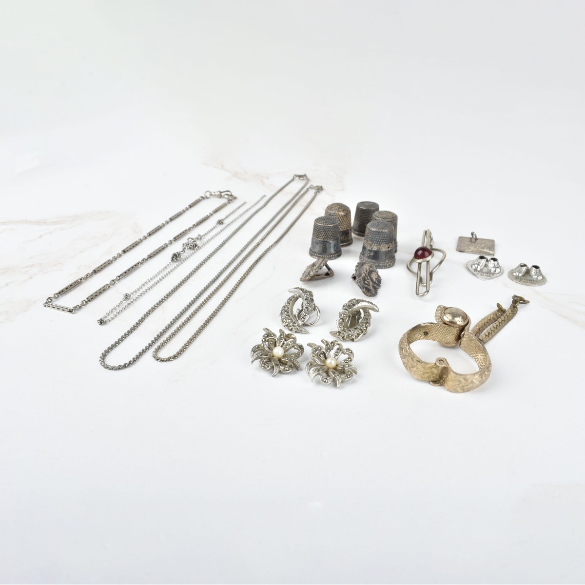 Silver and Sterling Jewelry and Thimbles